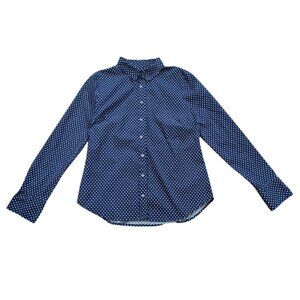 J.Crew Navy Polka Dot Slim Fit Button-Up Shirt Women’s Size 10.